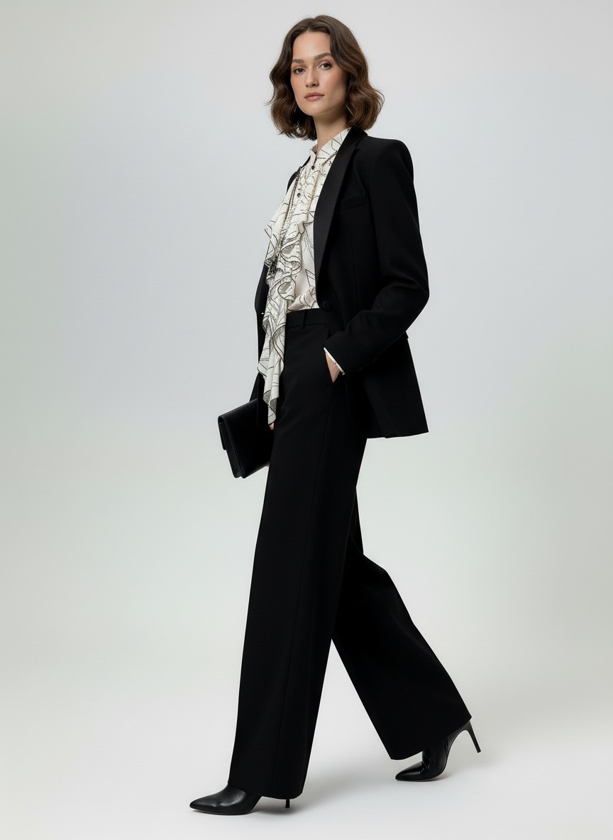 Блузка с отлетными рюшами OD-914-6 молочный с черным