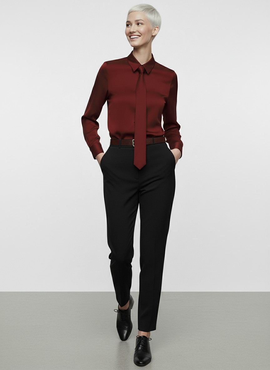 Блузка с галстуком  OD-881-6 бордовый