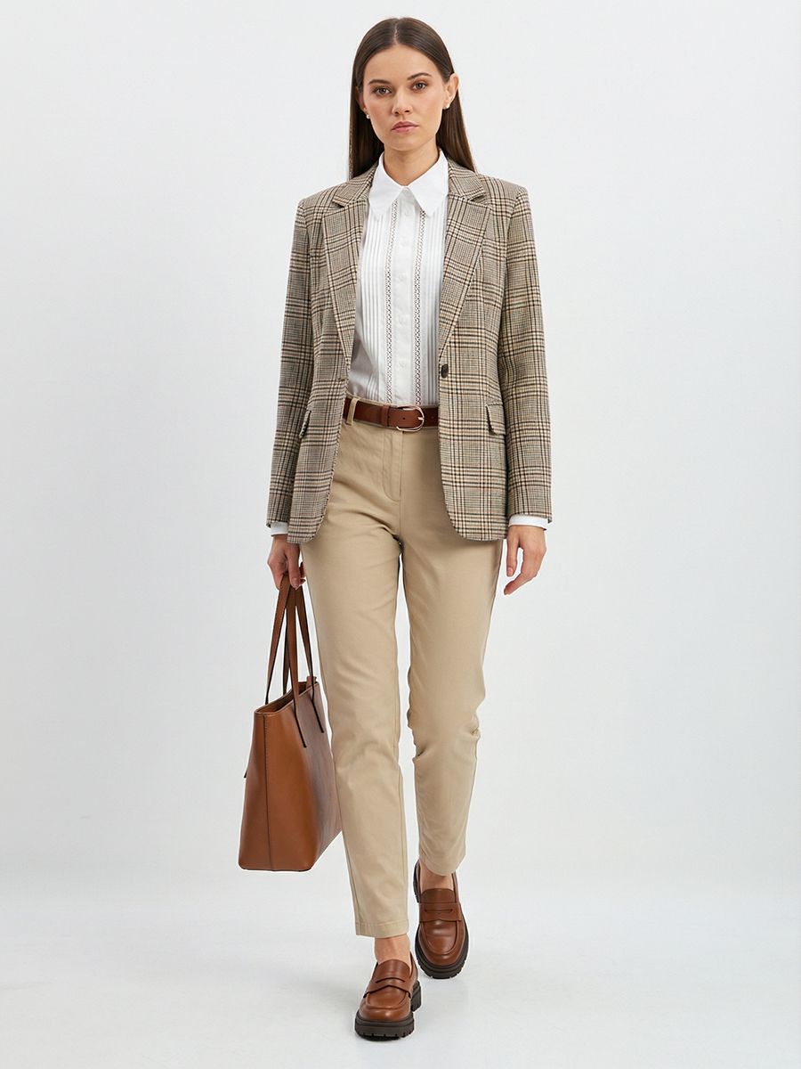 Блузка из хлопка со складками и кружевом OD-972-1 белый