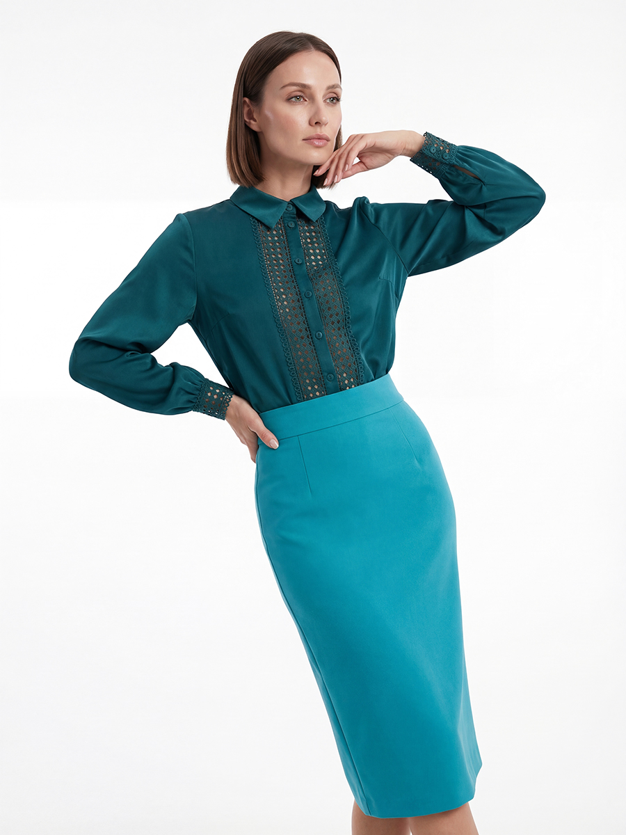 Блузка с кружевом OD-808-3 зеленый