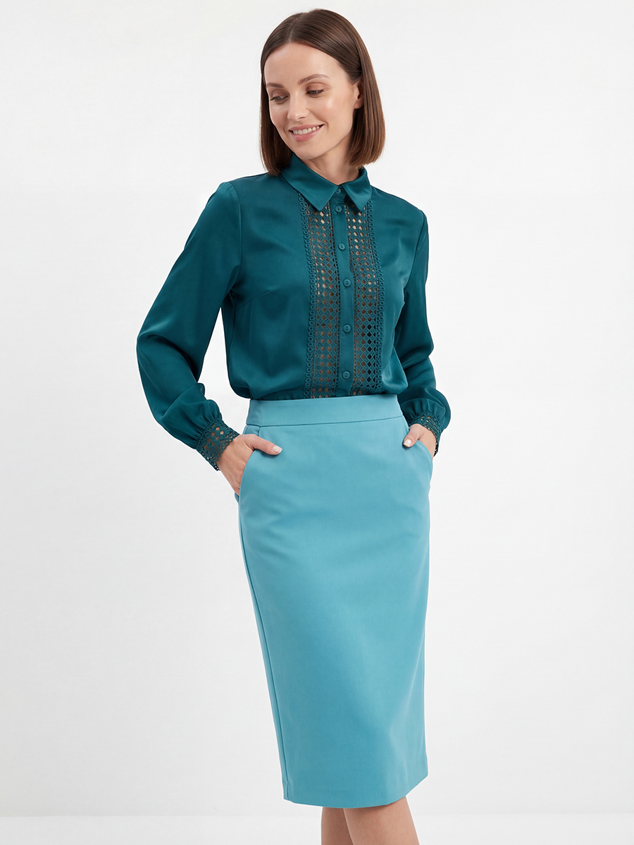 Блузка с кружевом OD-808-3 зеленый