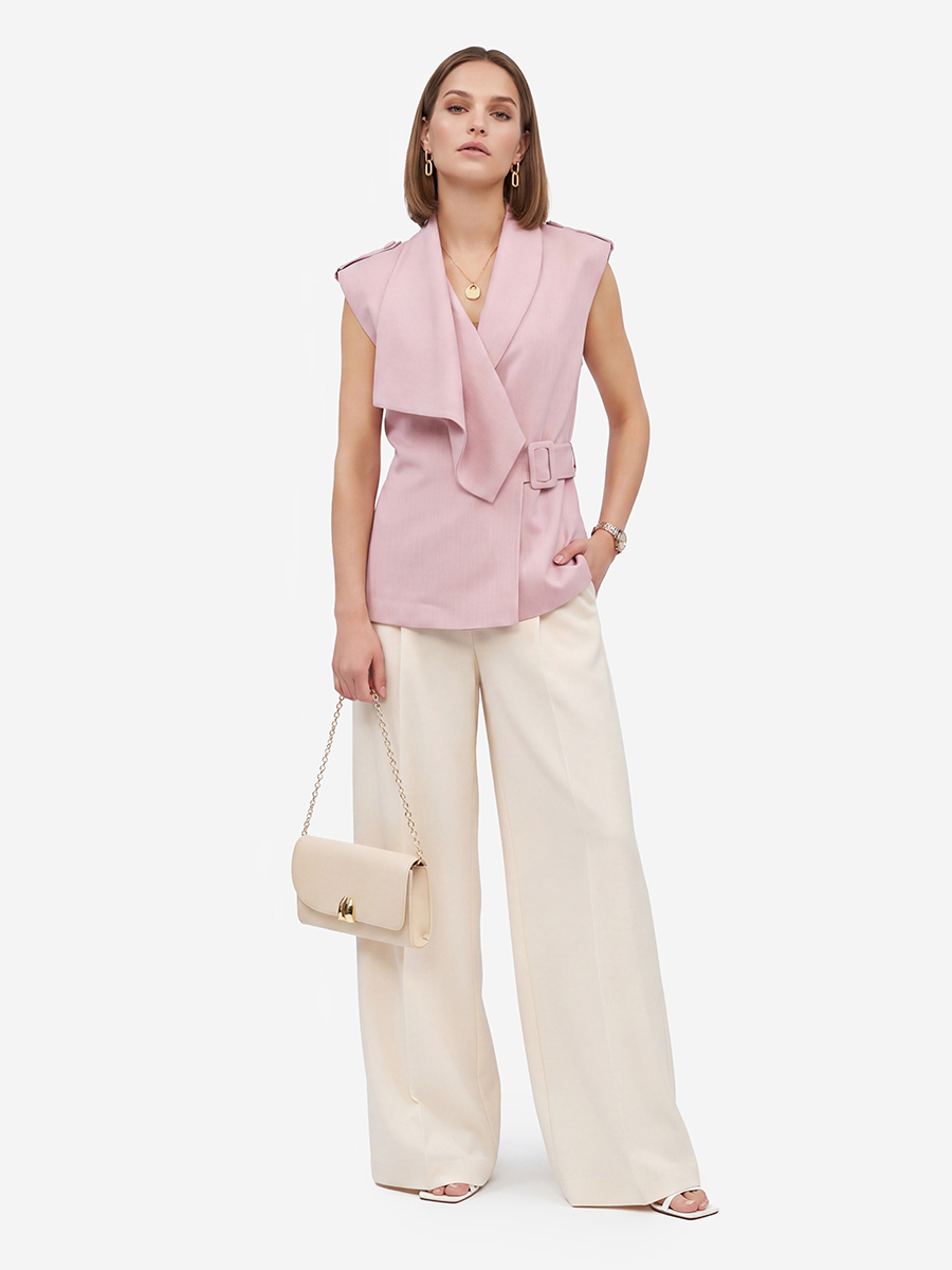 Жилет на запах из костюмной ткани, розовый