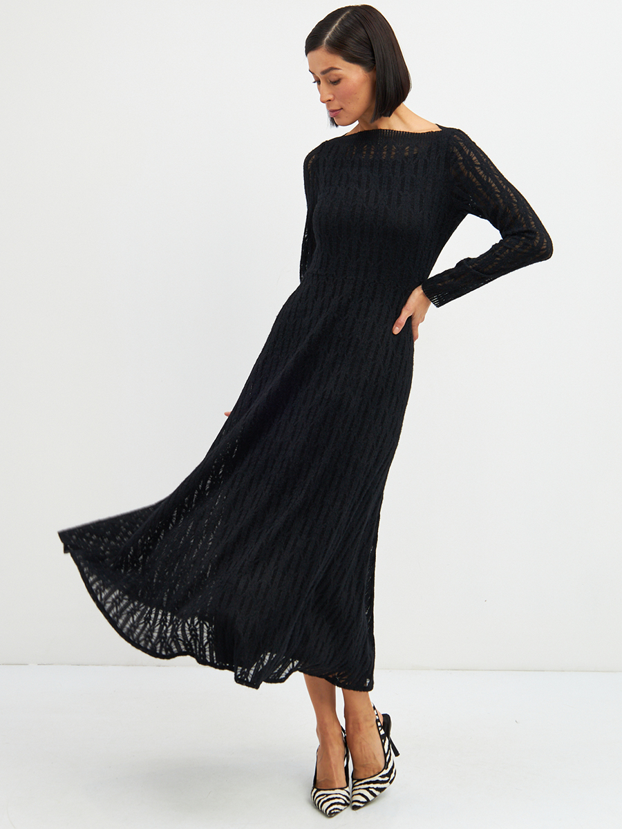 Платье из трикотажного кружева OD-904-2 черное