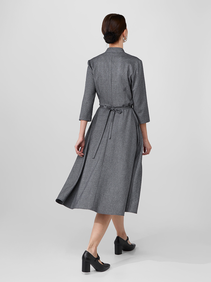 Платье с воротником стойка  OD-885-1 темно-серый