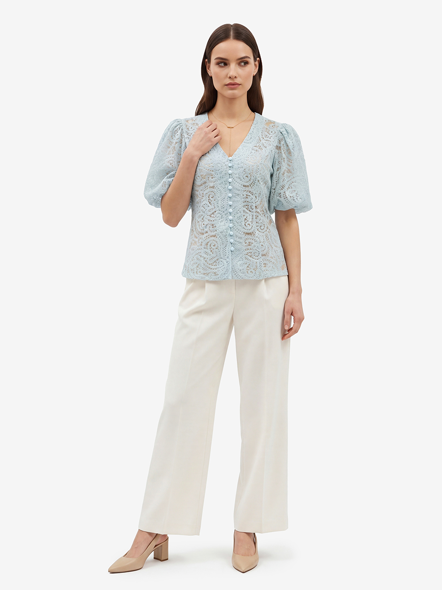 Блузка из кружева с коротким рукавом OD-1038-1 бирюзовый