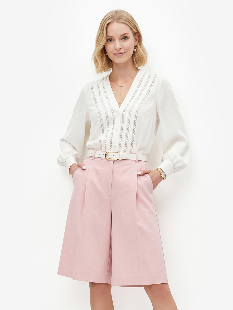 Бермуды из костюмной ткани OD-1037-2 розовый