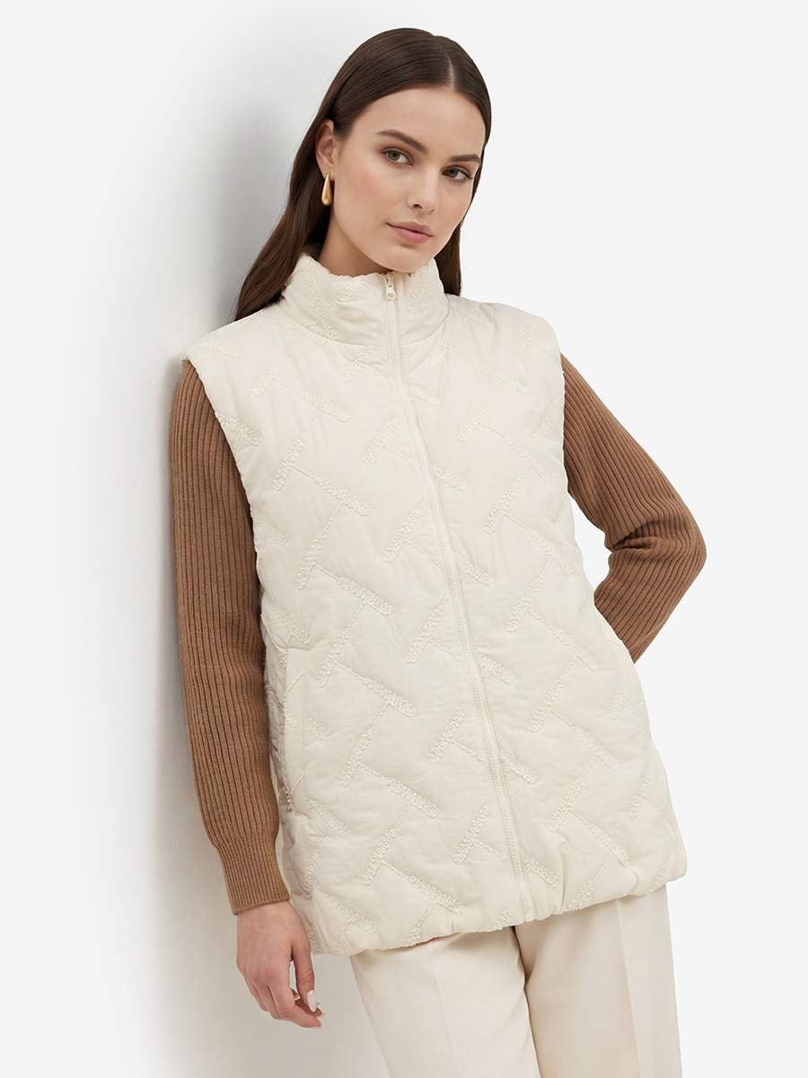 Жилет стеганый на молнии бежевый OD-1049-1