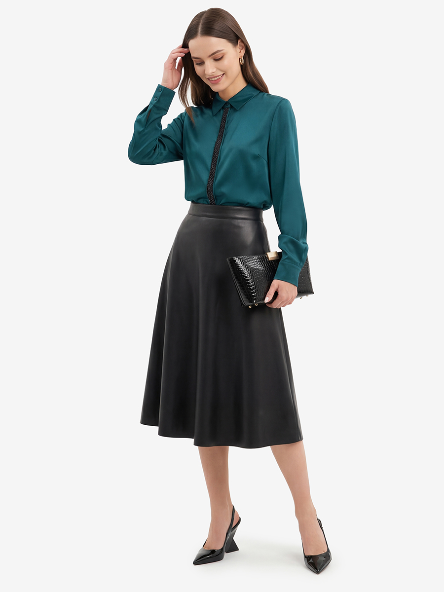 Блуза с широкой бисерной тесьмой OD-1072-2 бутылочный