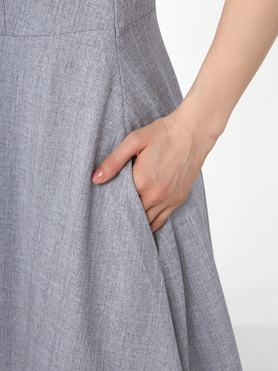 Платье с кружевным воротником  OD-888-2 св. серый