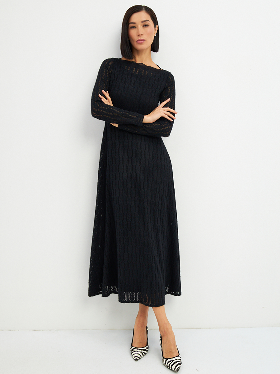 Платье из трикотажного кружева OD-904-2 черное