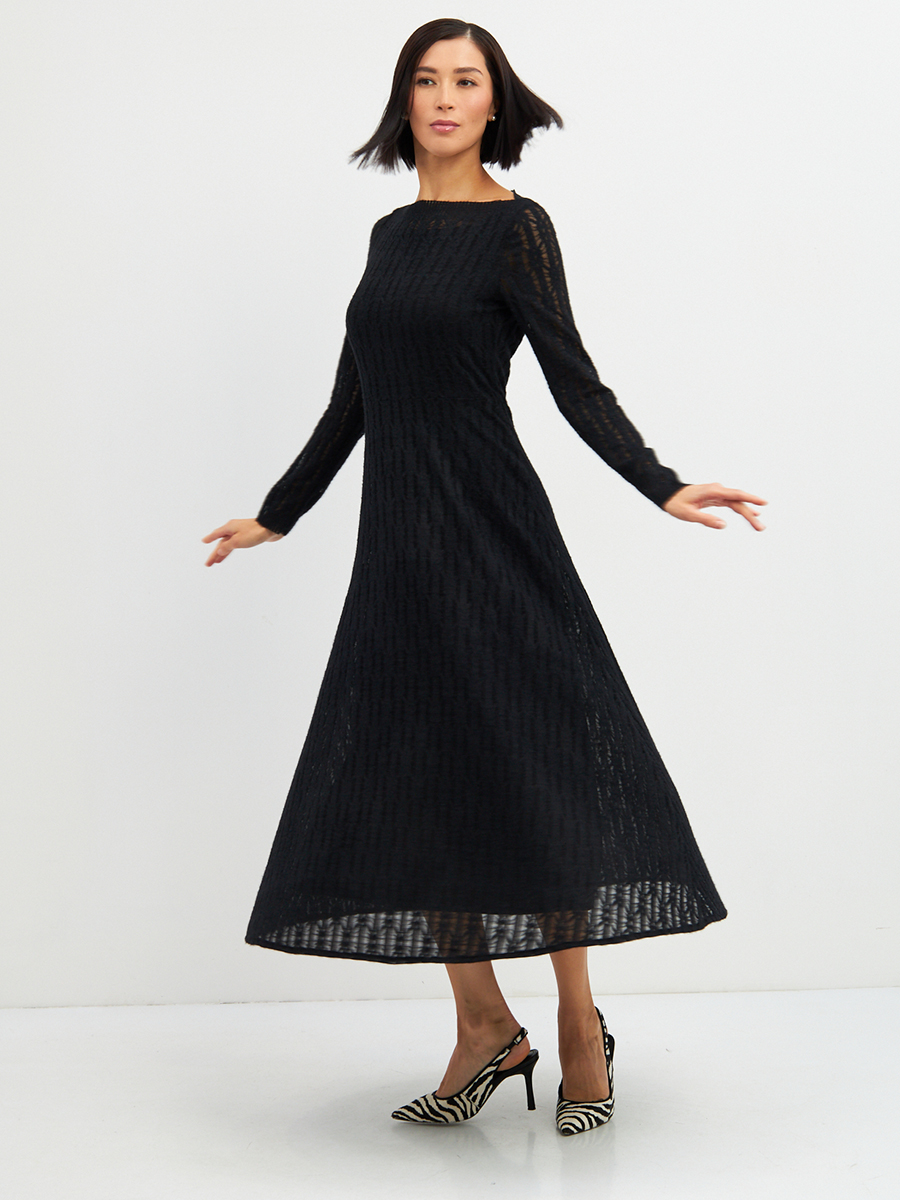 Платье из трикотажного кружева OD-904-2 черное