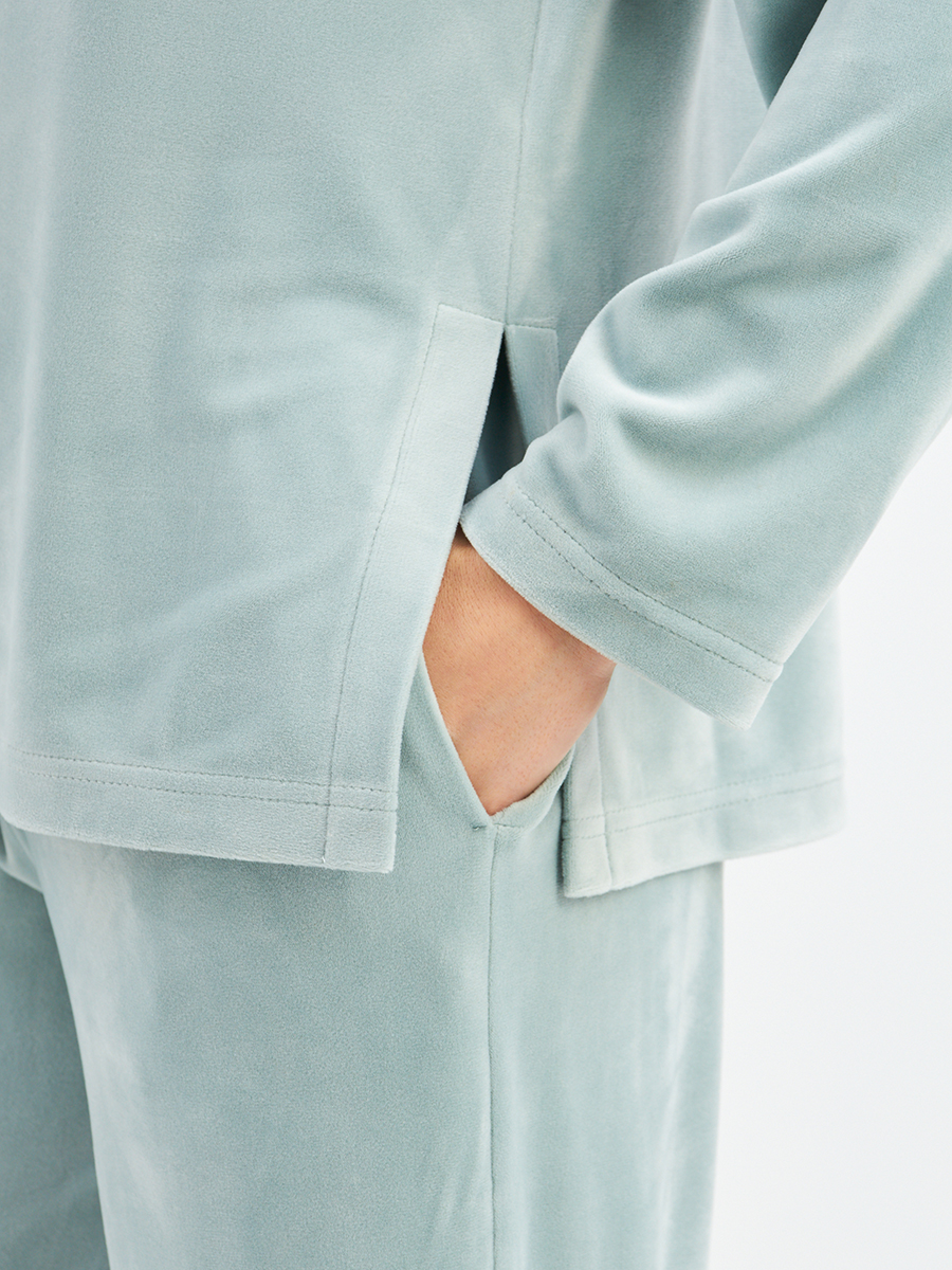 Костюм из велюра со съемным капюшоном и резинкой в комплекте OD-1009-2 зеленый