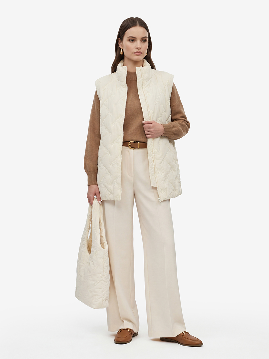 Жилет стеганый на молнии бежевый OD-1049-1