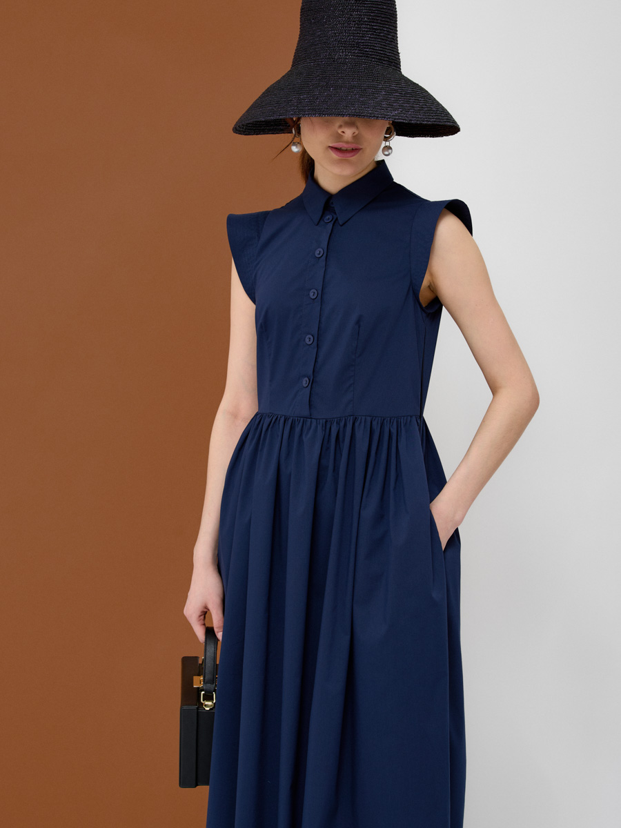 Платье хлопок OD-796-2  т.синее