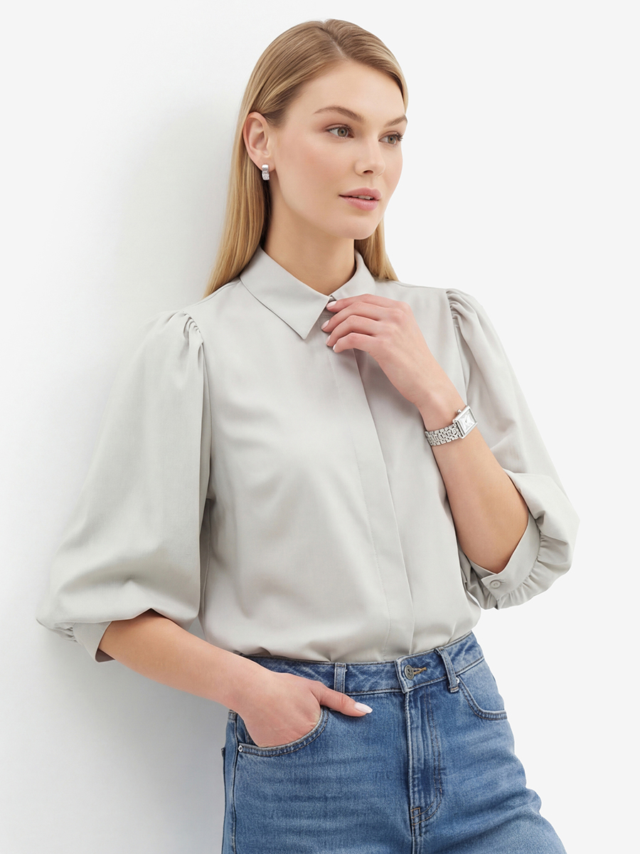 Блузка из костюмной ткани OD-1035-1 св. серый