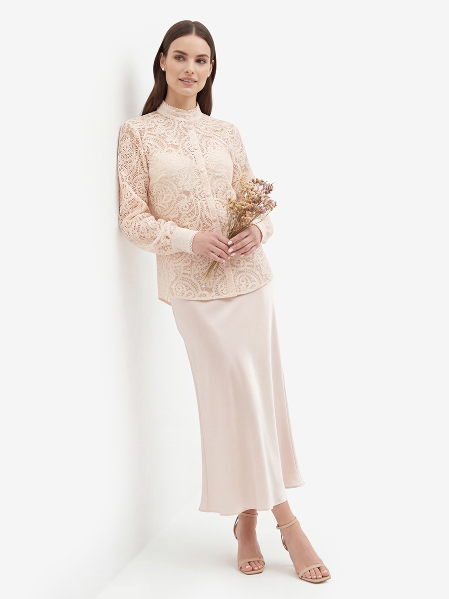 Блузка из кружевной ткани OD-977-3 лосось