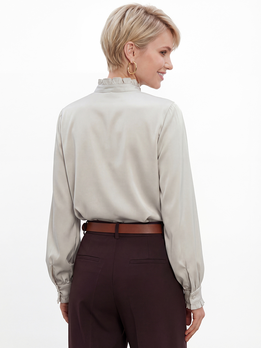 Блузка с рюшами OD-884-6 серо-коричневый