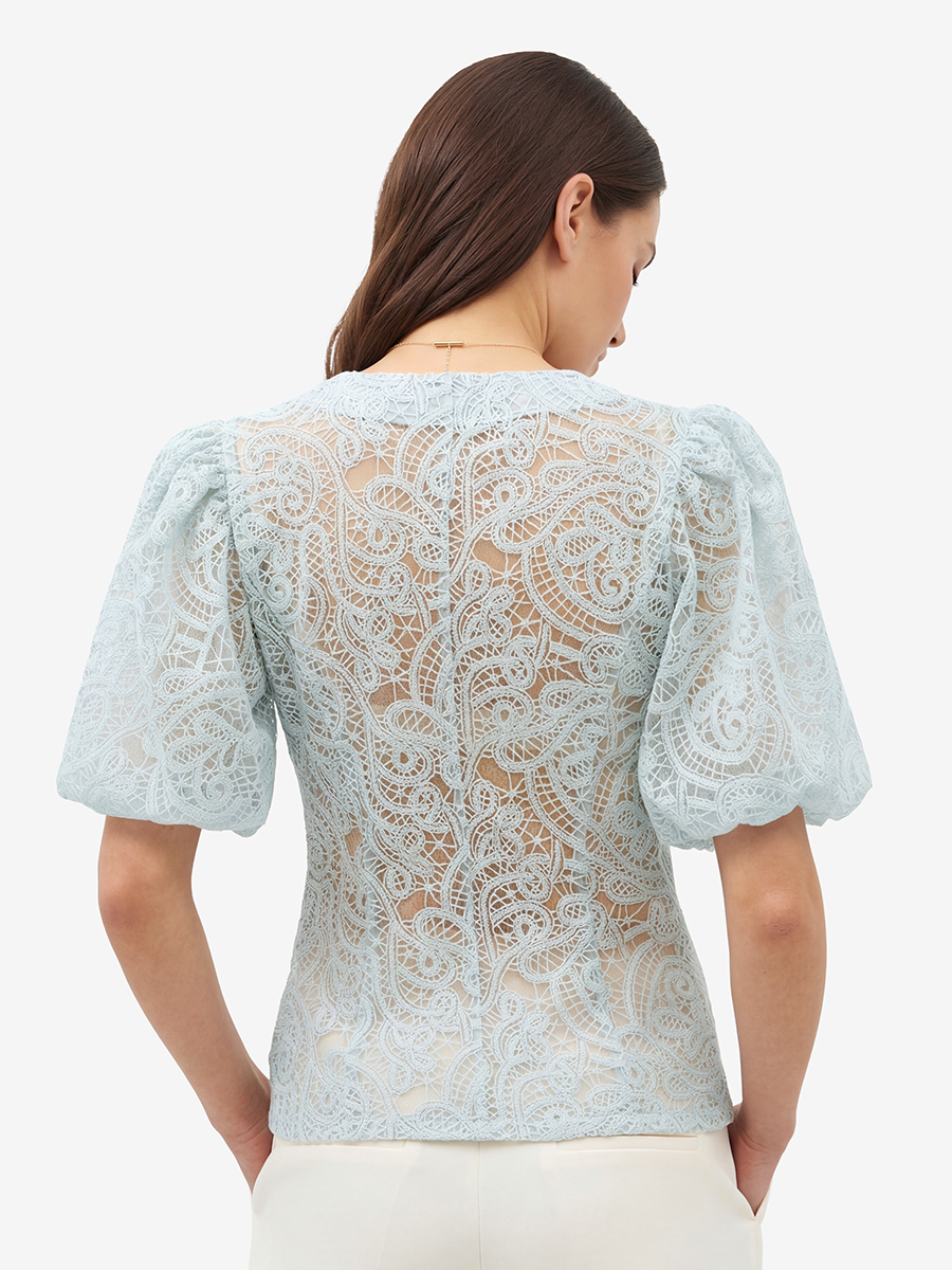 Блузка из кружева с коротким рукавом OD-1038-1 бирюзовый