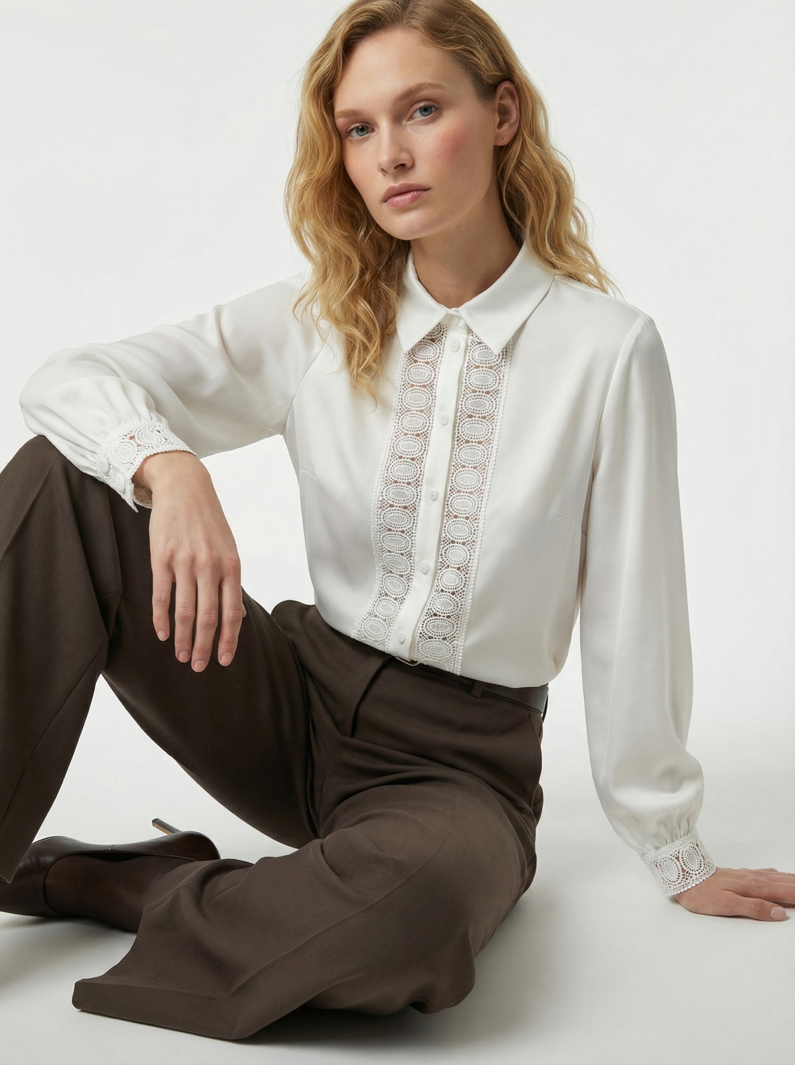 Блузка с кружевом OD-808-5 белый