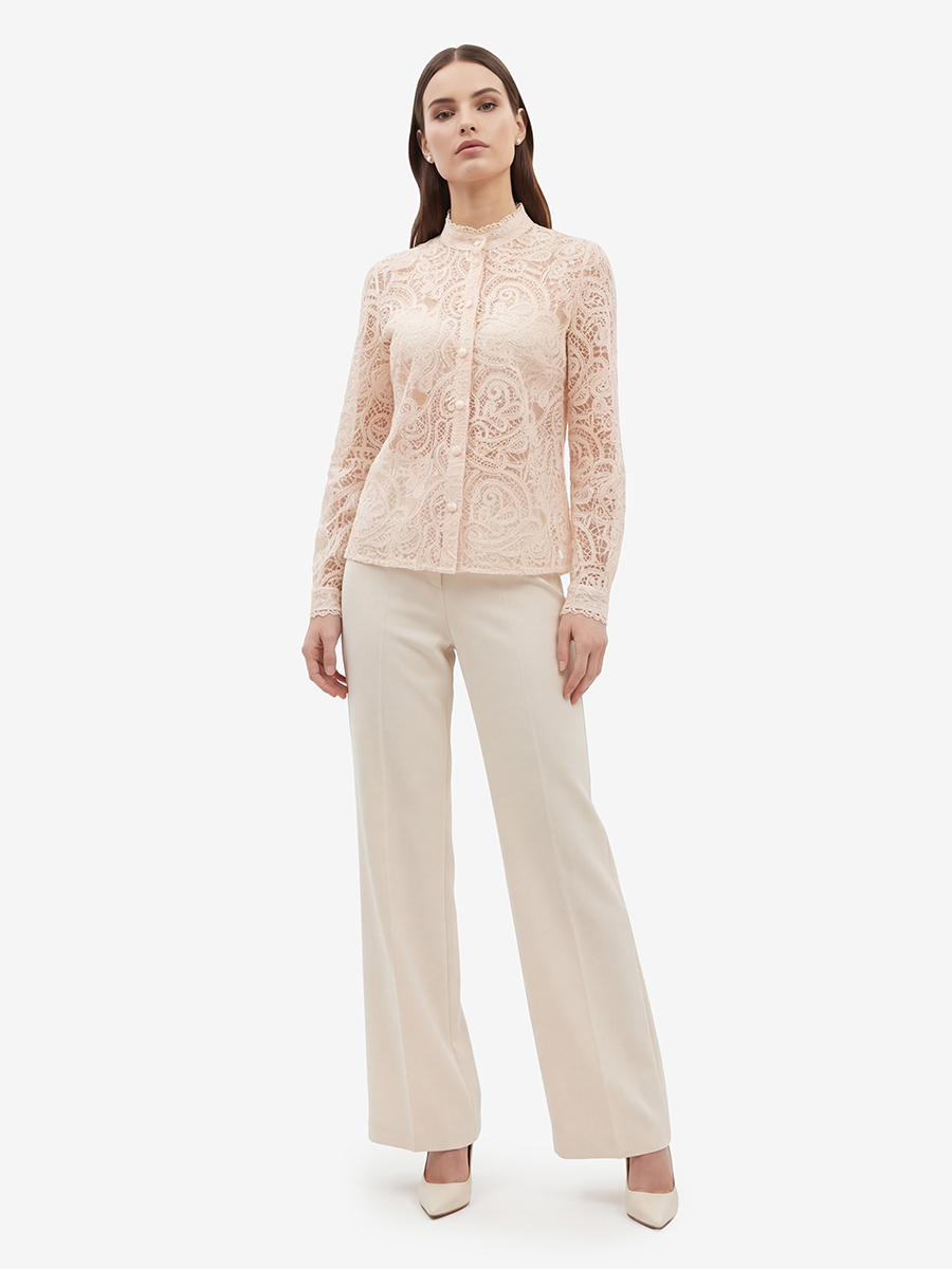 Блузка из кружевной ткани OD-977-3 лосось