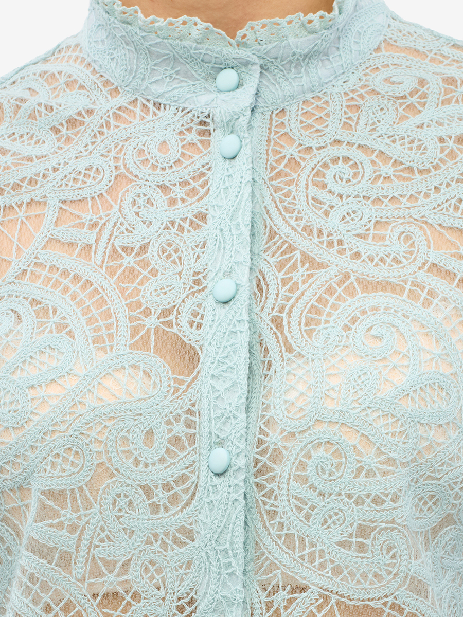 Блузка из кружевной ткани OD-977-4 бирюзовый