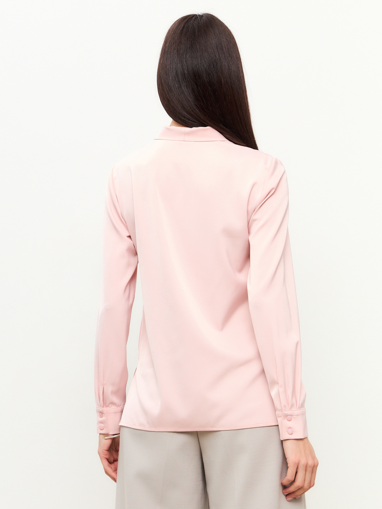 Блузка из сатина с V вырезом OD-8071-5 розовый