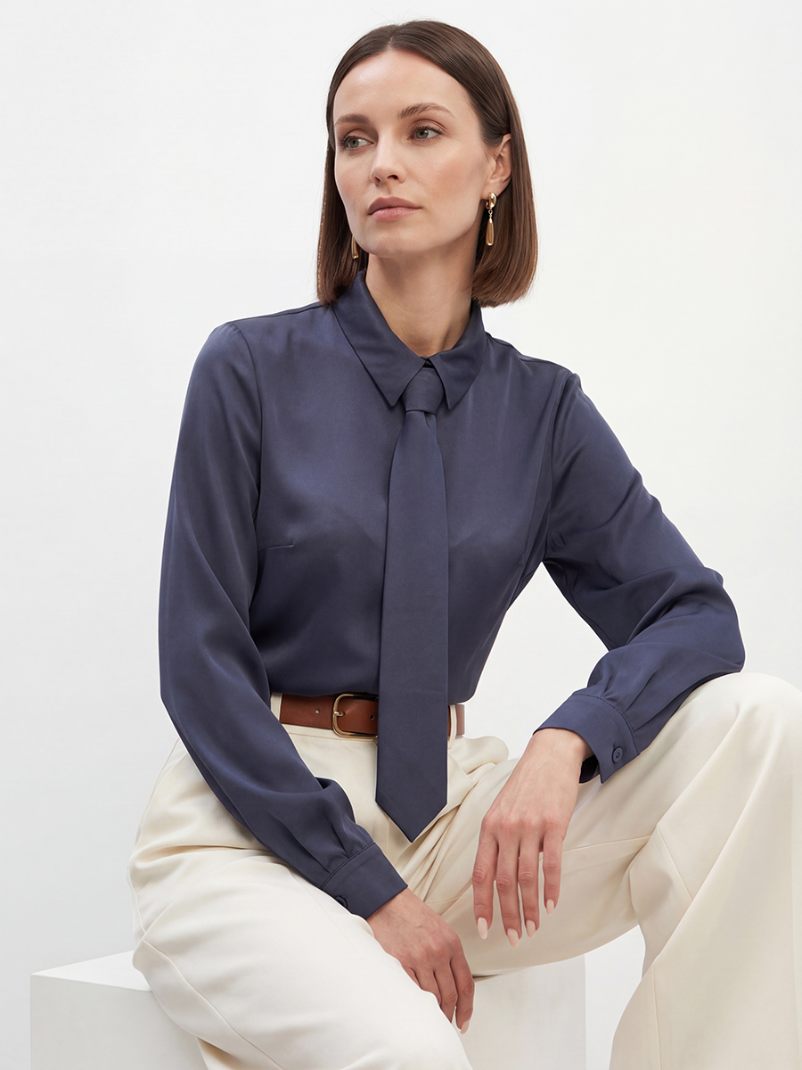 Блузка с галстуком графит