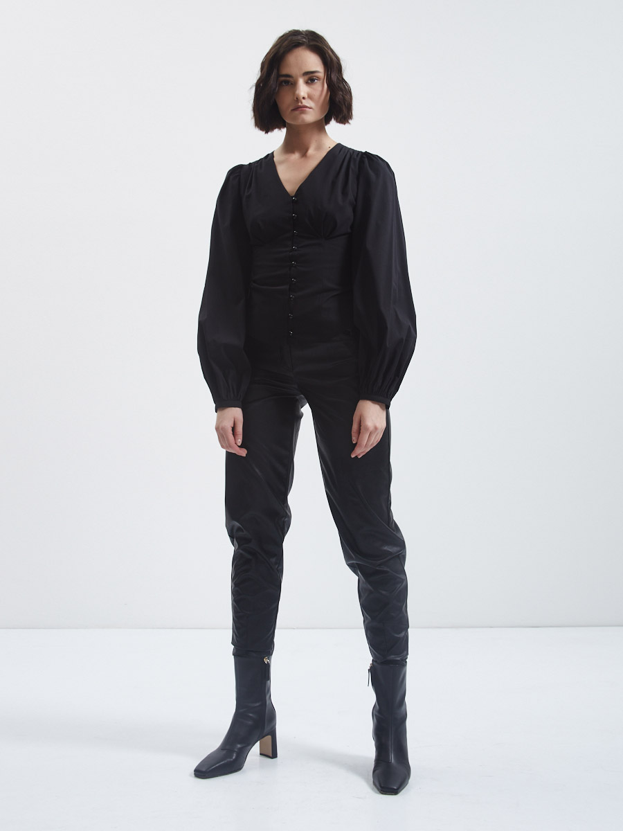 Брюки-бананы из эко-кожи