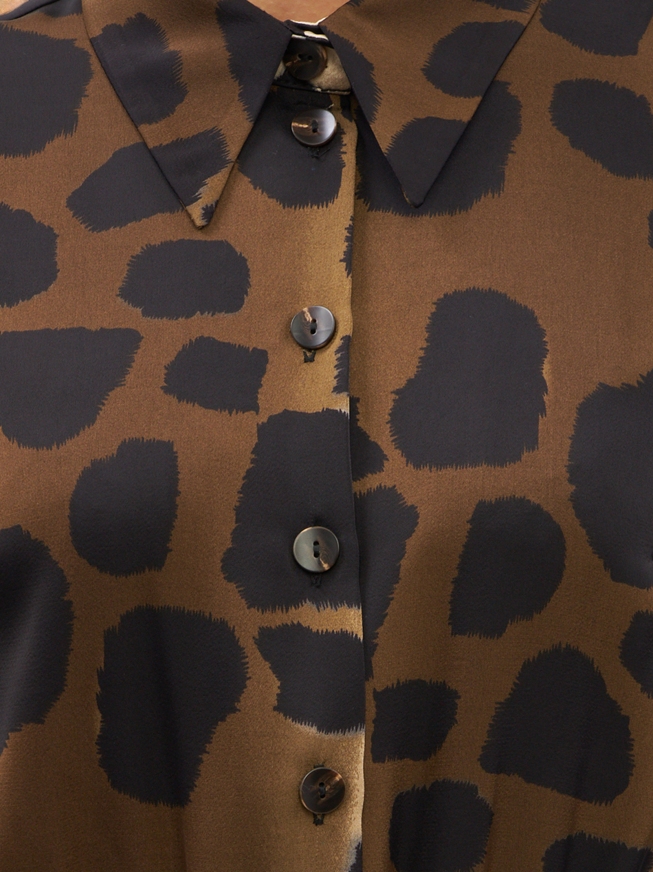 Платье с юбкой плиссе OD-883-1 леопард коричневый с хаки