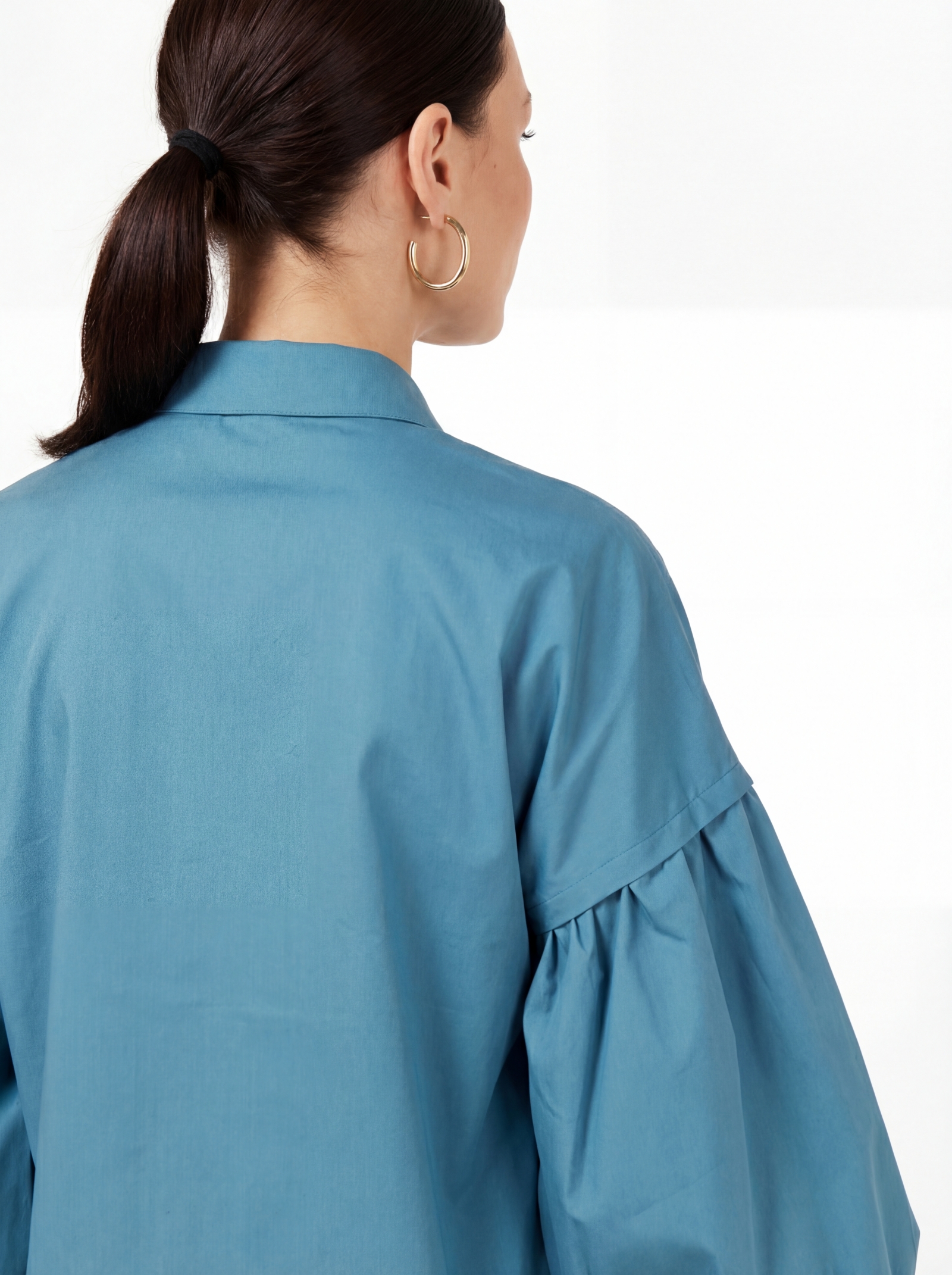 Рубашка с пышным рукавом OD-879-1 голубой