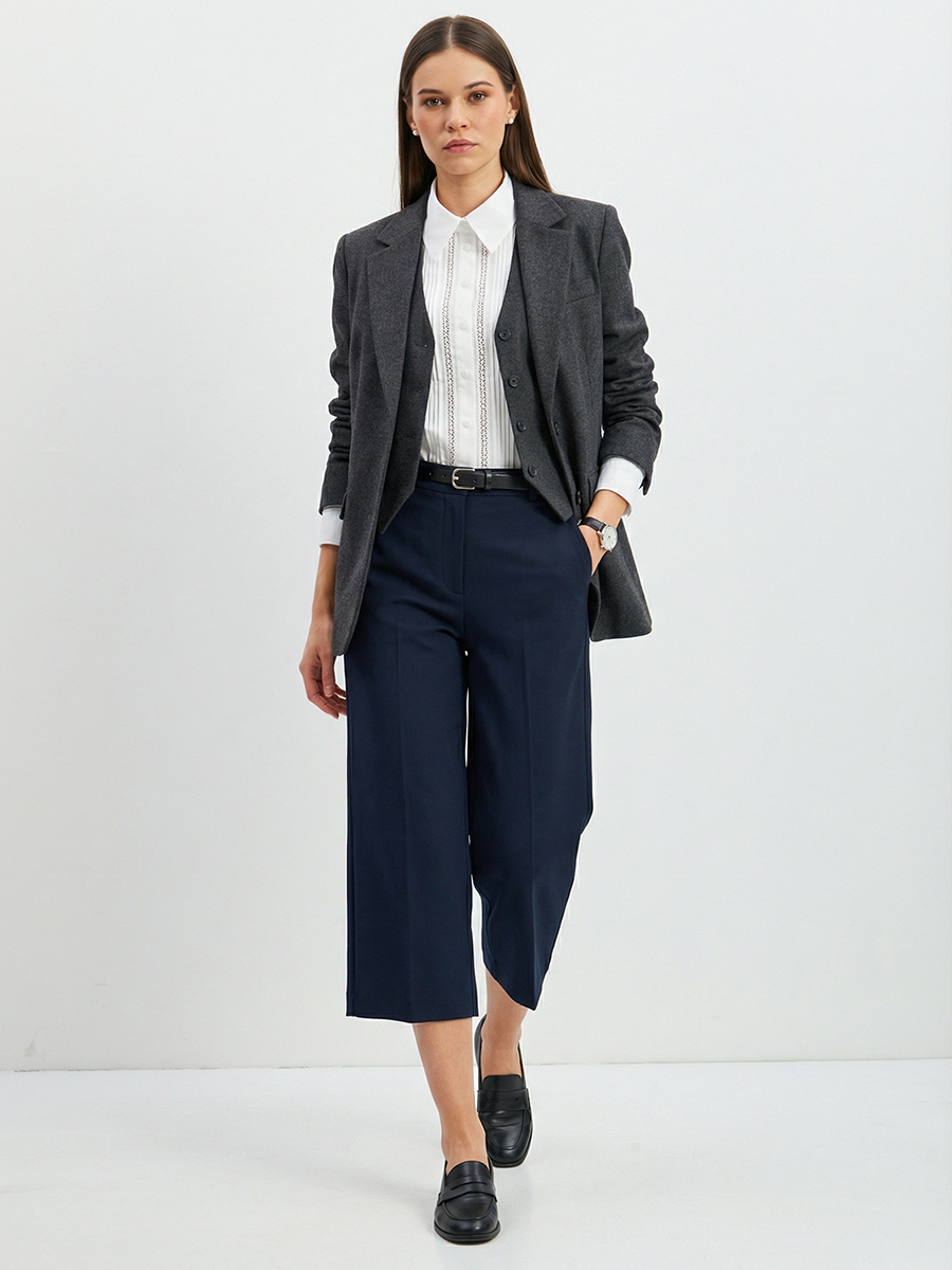 Блузка из хлопка со складками и кружевом OD-972-1 белый