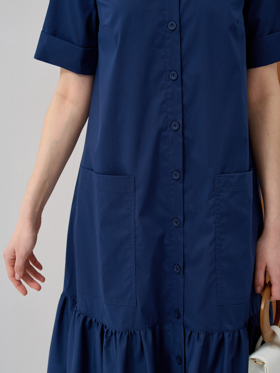 Платье хлопок OD-791-3 темно-синее