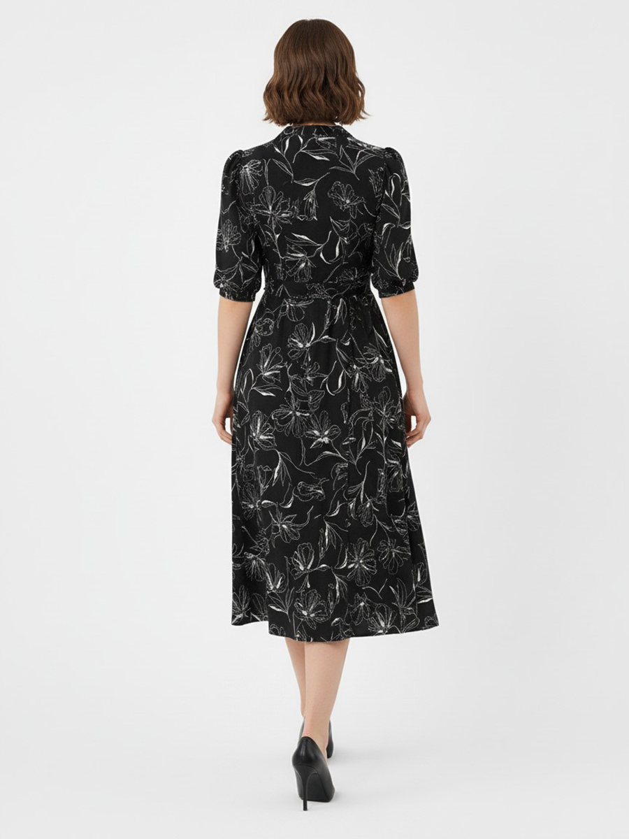 Платье с шалевым воротником OD-811-1 черный