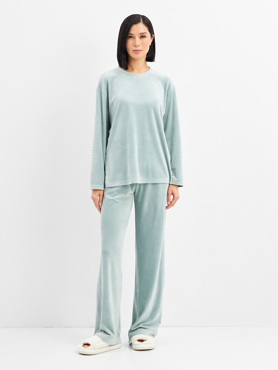 Костюм из велюра со съемным капюшоном и резинкой в комплекте OD-1009-2 зеленый