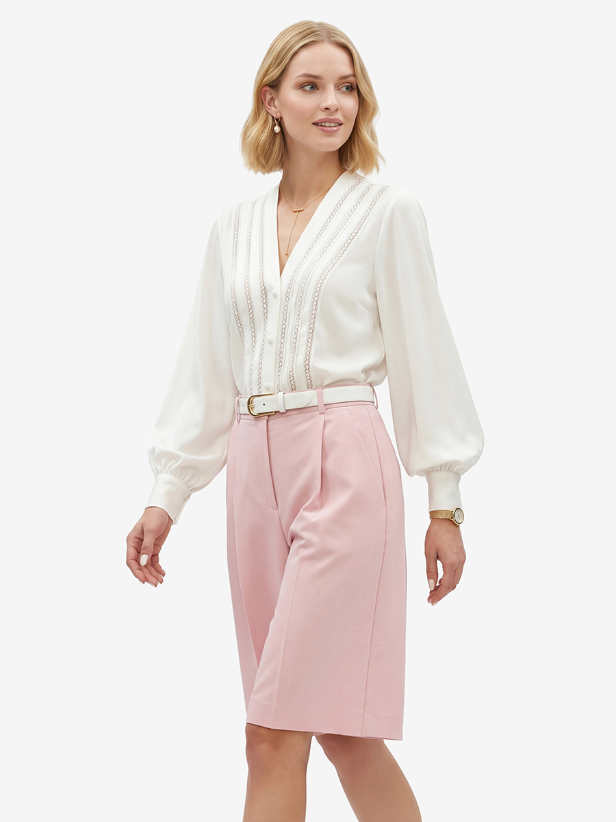 Бермуды из костюмной ткани OD-1037-2 розовый