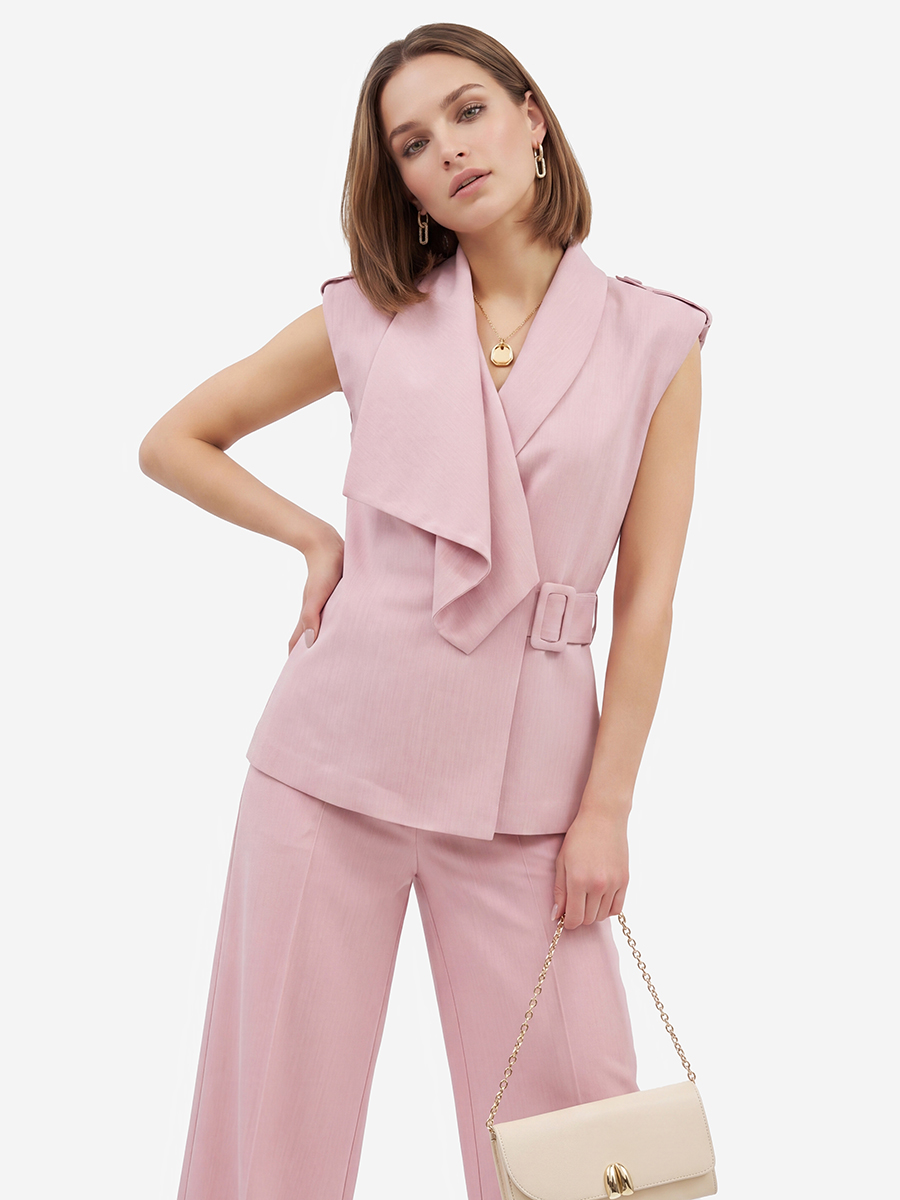 Жилет на запах из костюмной ткани, розовый