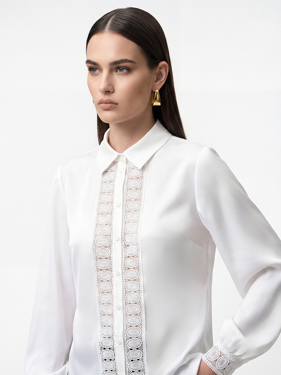Блузка с кружевом OD-808-5 белый