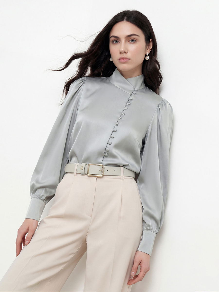 Блуза-косоворотка много пуговиц OD-550-18 полынь