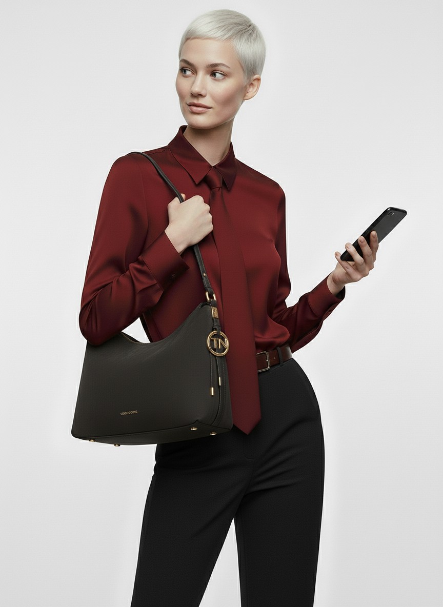 Блузка с галстуком  OD-881-6 бордовый