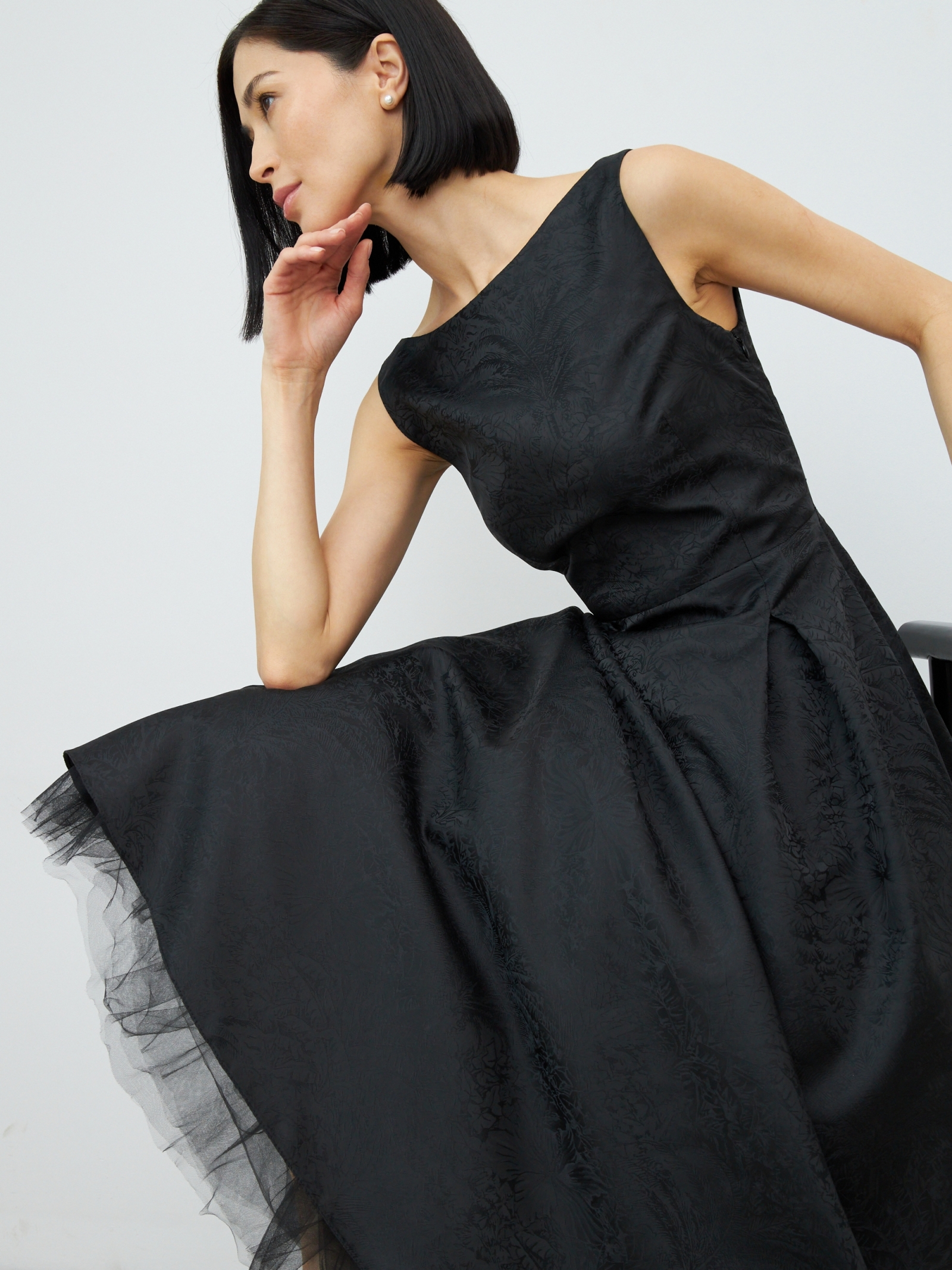 Платье из жаккарда OD-939-2 черный