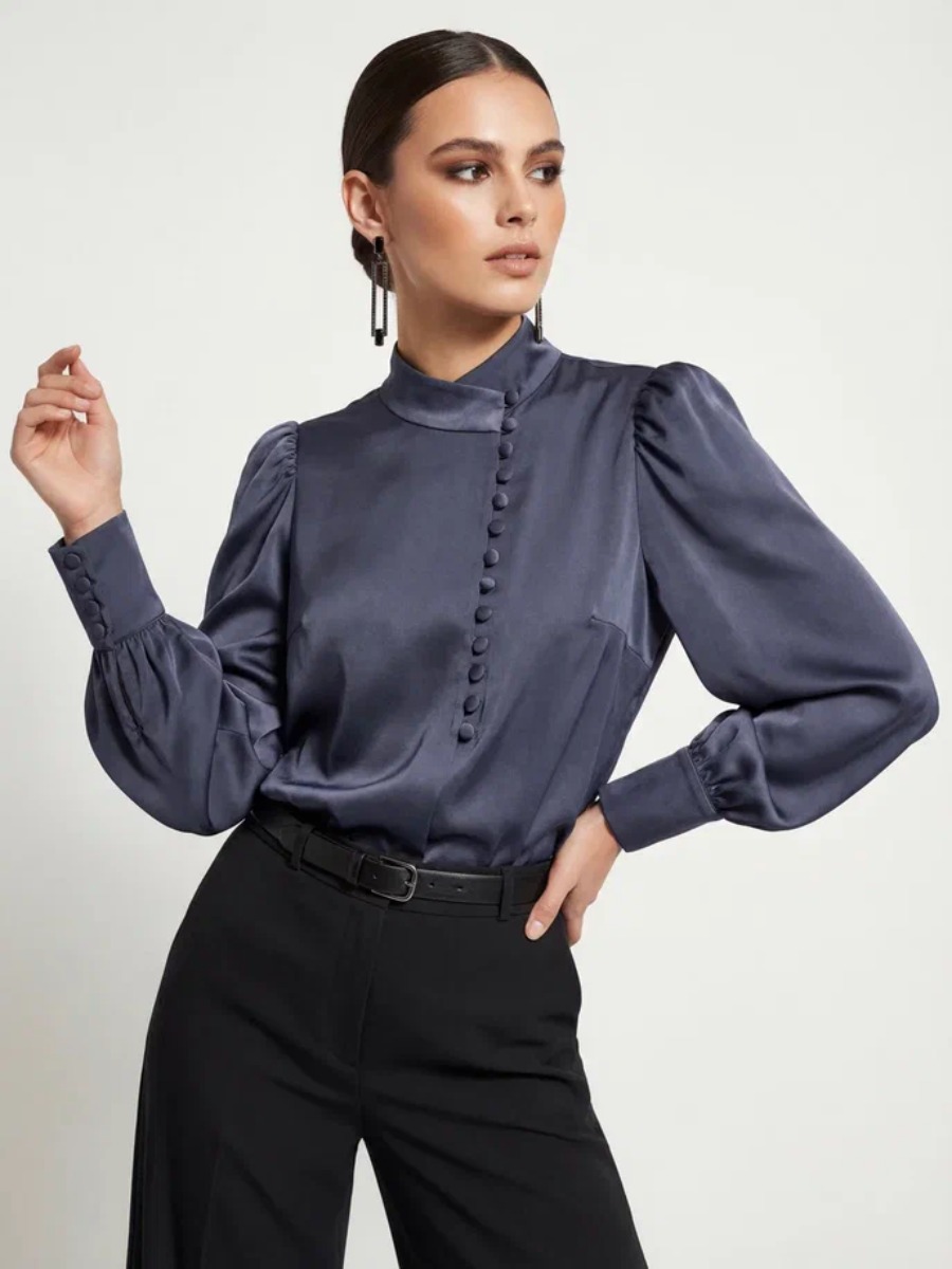 Блуза-косоворотка много пуговиц OD-550-19 графит