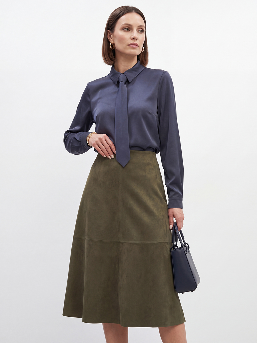 Блузка с галстуком графит