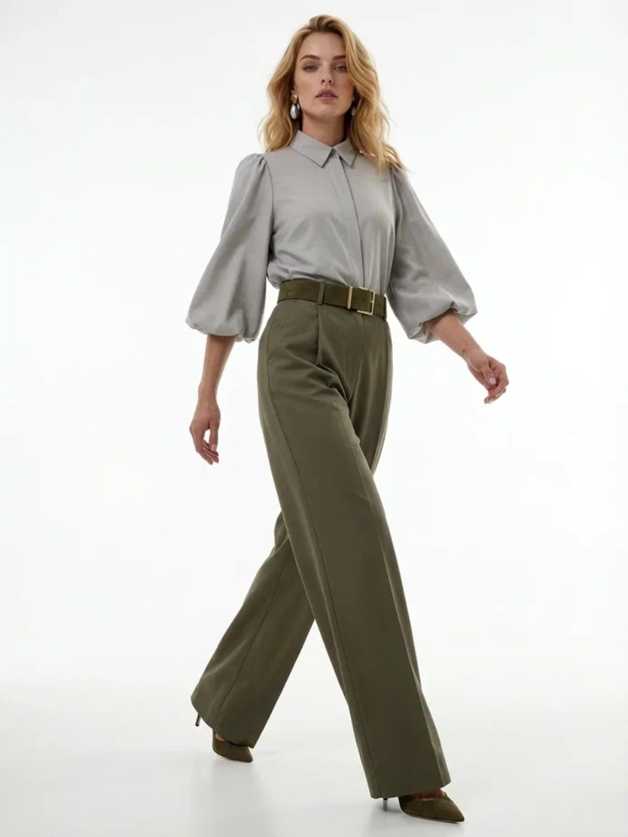 Блузка из костюмной ткани OD-1035-1 св. серый