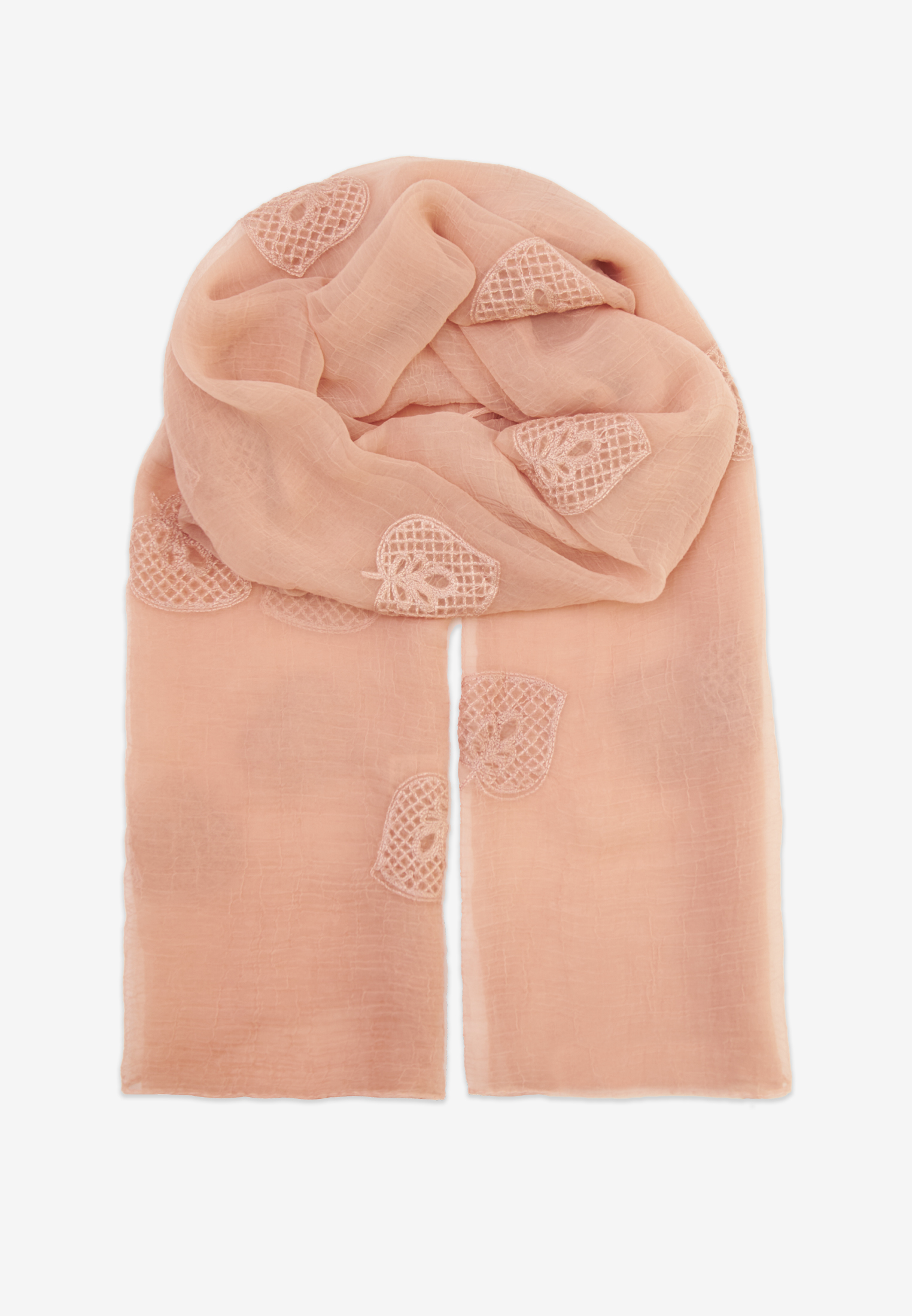 Палантин двусторонний из жатого шифона с арт-деко вышивкой