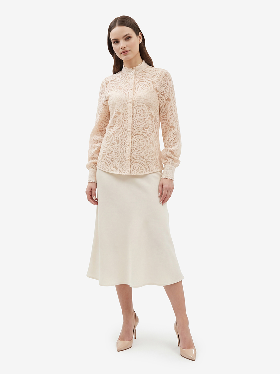 Блузка из кружевной ткани OD-977-3 лосось