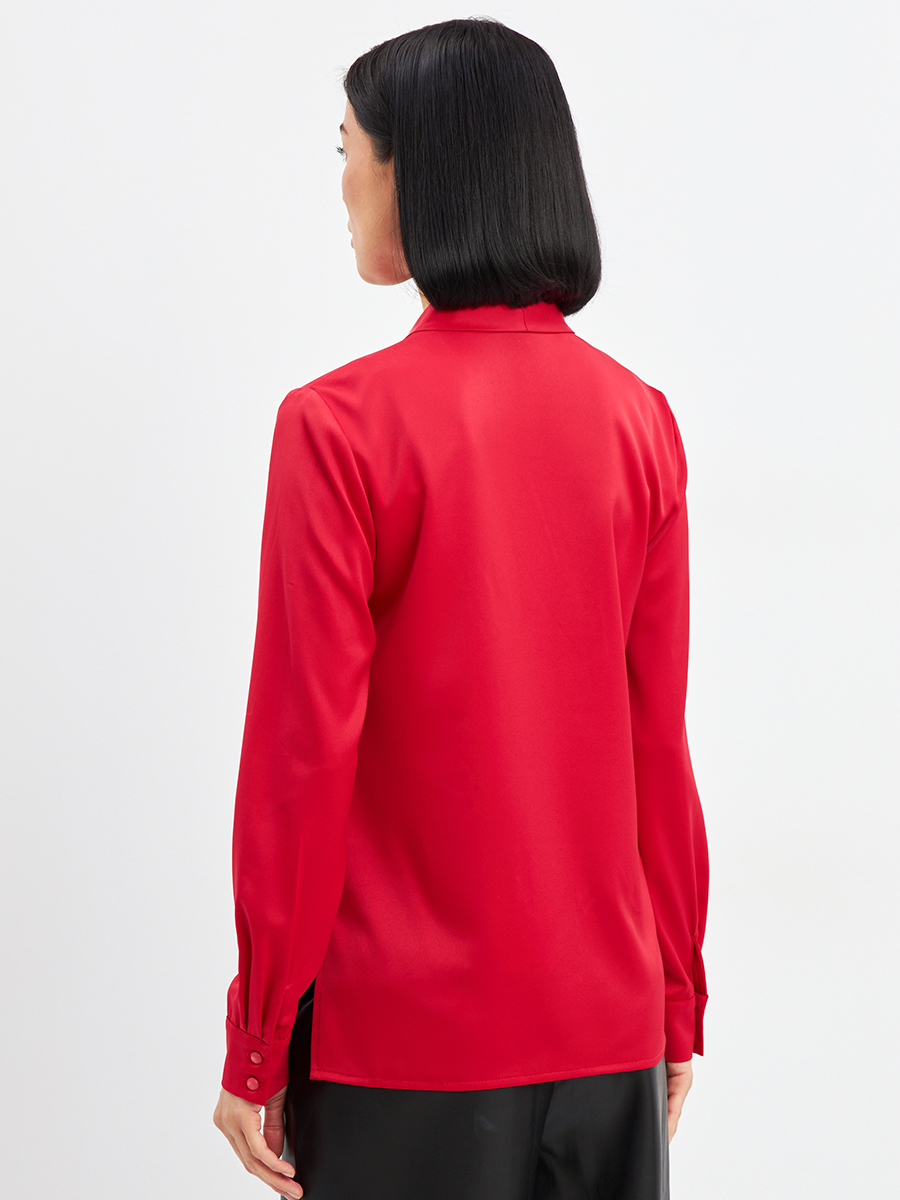 Блузка из сатина с V вырезом OD-8071-4 красный
