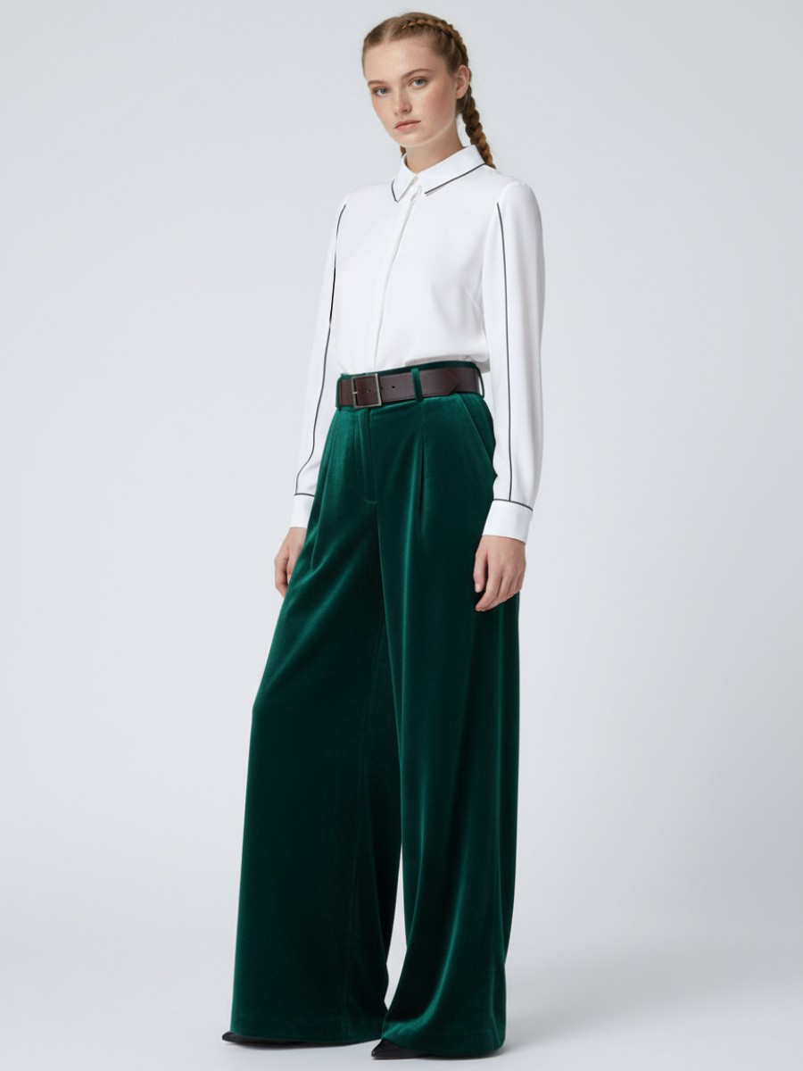 Блузка с контрасной строчкой OD-871-1 белый