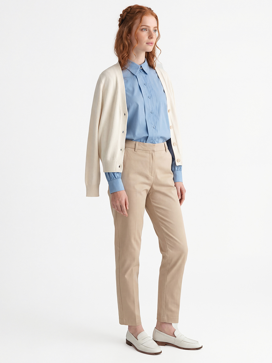 Рубашка со складками  OD-880-2 серо-голубой