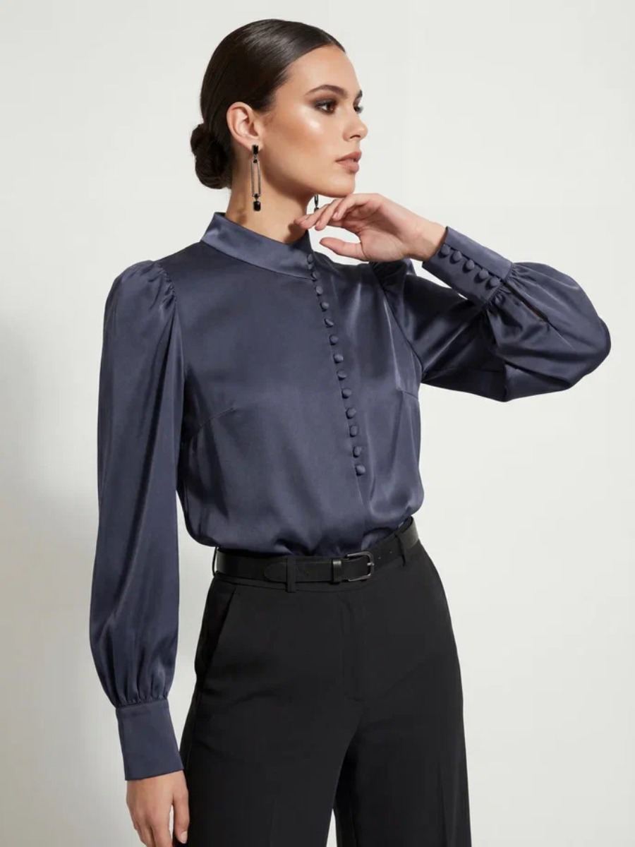 Блуза-косоворотка много пуговиц OD-550-19 графит