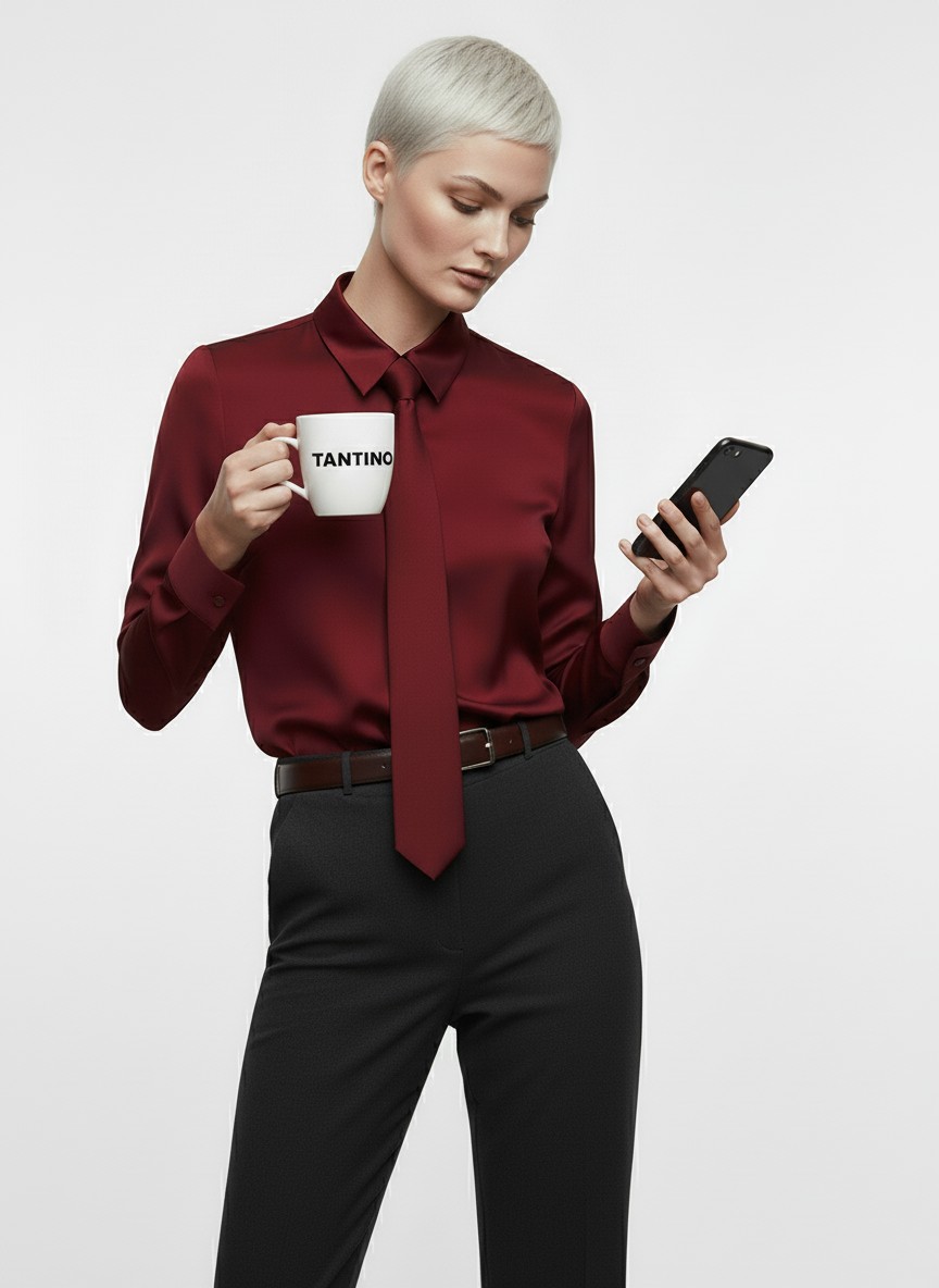 Блузка с галстуком  OD-881-6 бордовый